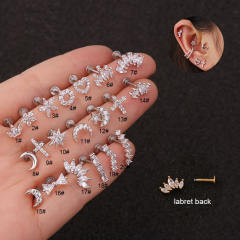 Creative cubic zircon crown cartilage earrings(1pcs)