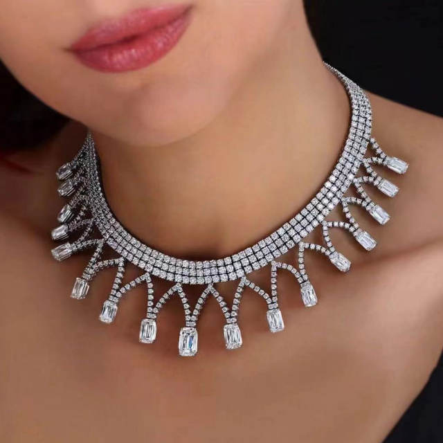 Occident fashion full rhinestone diamond choker necklace