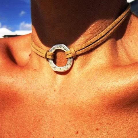 Boho alloy circle choker necklace