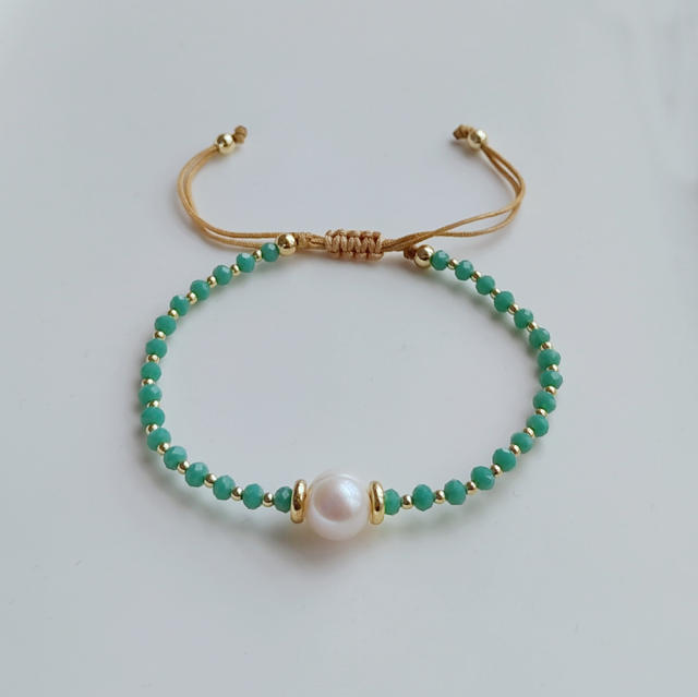INS Y2K colorful crystal bead water pearl bracelet