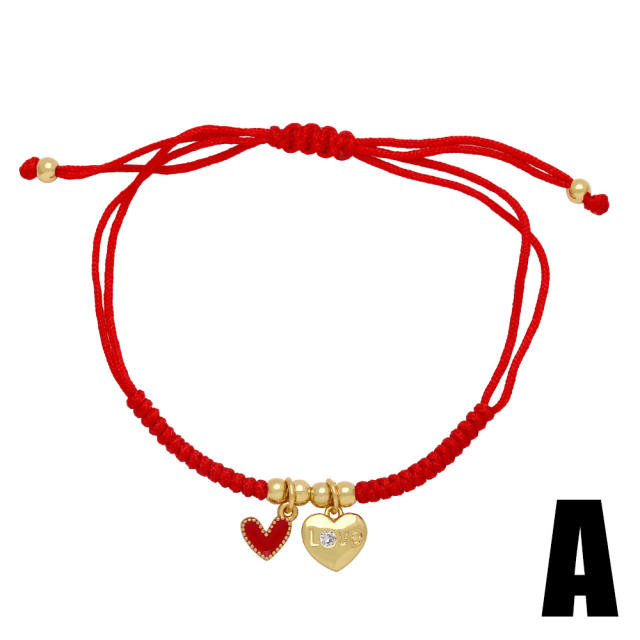 Summer design heart charm thread bracelet