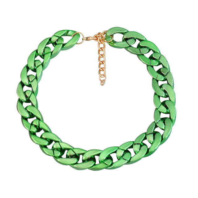 Punk trend alloy resin cuban chain choker necklace
