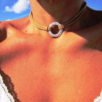 Boho alloy circle choker necklace