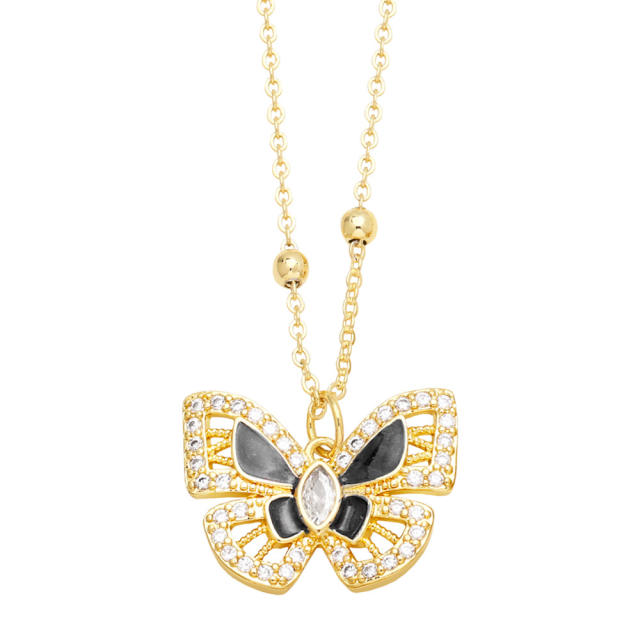 Hot sale enamel butterfly pendant copper necklace