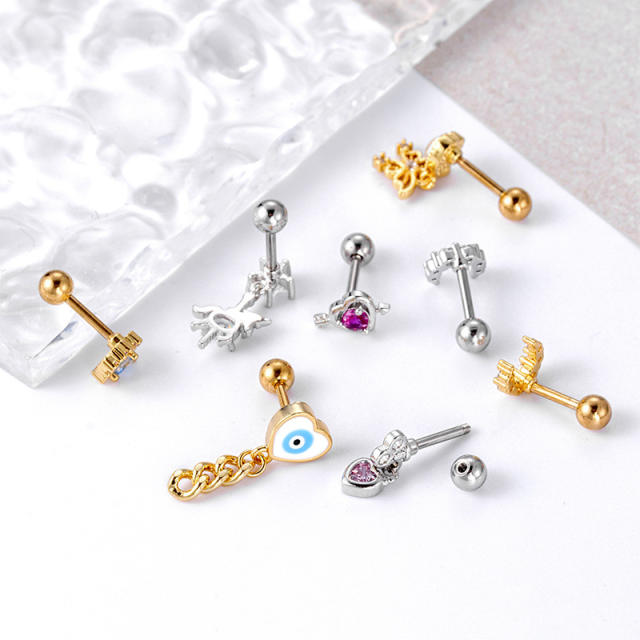 New design moon heart butterfly cartilage earrings(1pcs price)
