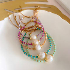 INS Y2K colorful crystal bead water pearl bracelet