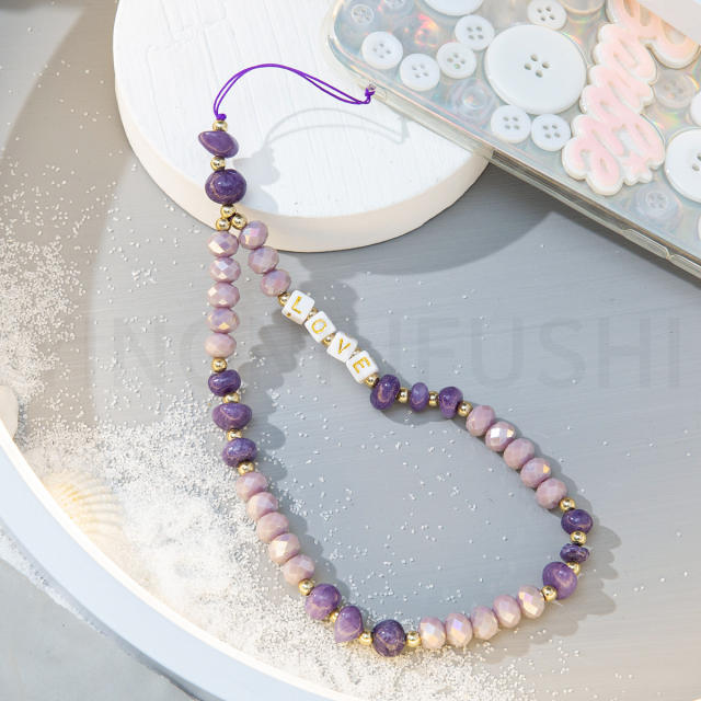 Creative love letter color bead phone strap