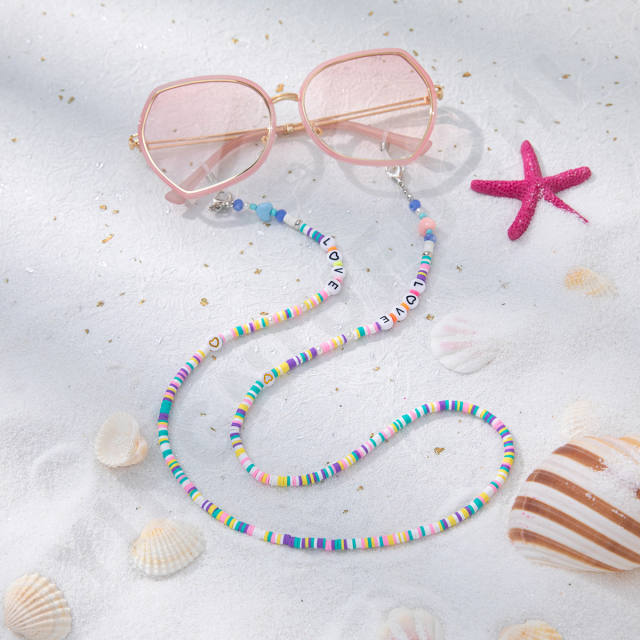 Boho Y2K colorful clay bead sunglasses chain