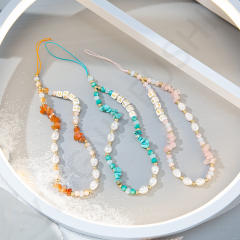 INS trend happy letter stone pearl phone strap