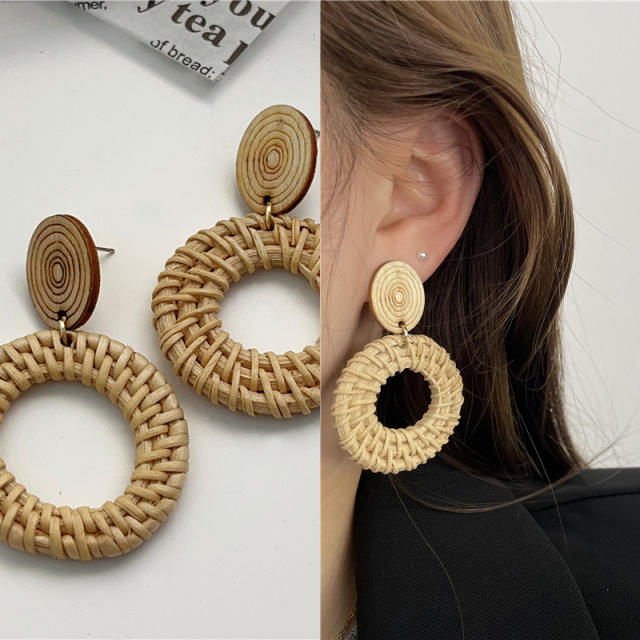 Boho handmade straw earrings