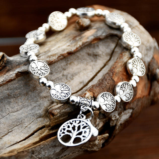 Vintage natural trend life tree charm bracelet