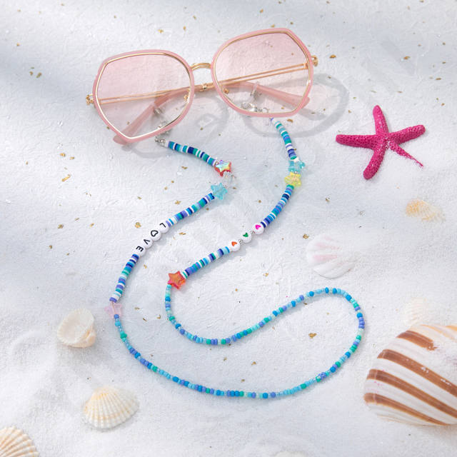 Boho Y2K colorful clay bead sunglasses chain