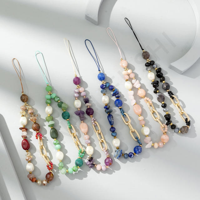 INS trend colorful stone phone strap