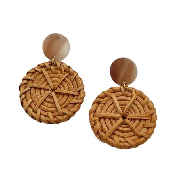 Boho handmade straw earrings