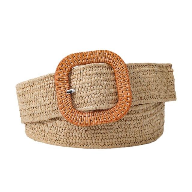 4cm Korean fashion plain color straw buckle belt