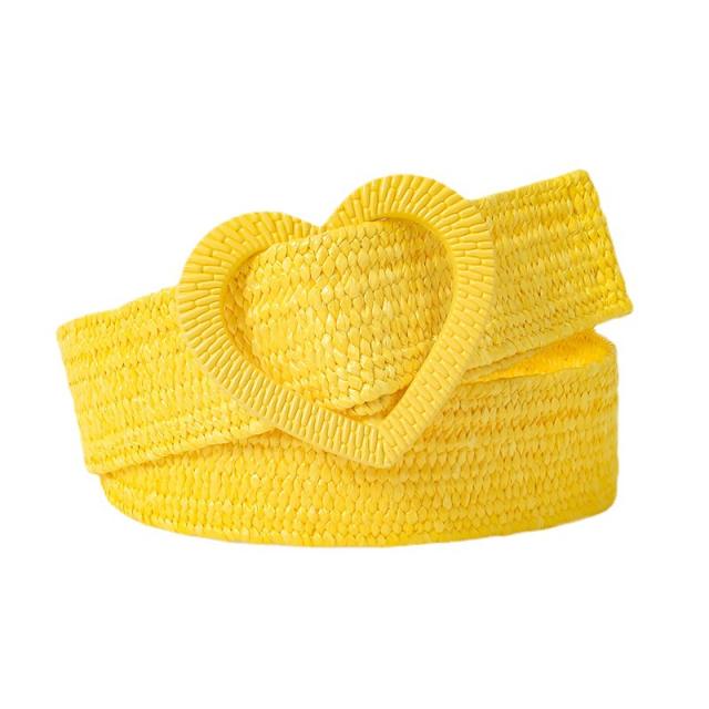 Summer design plain color 4cm heart buckle straw belt