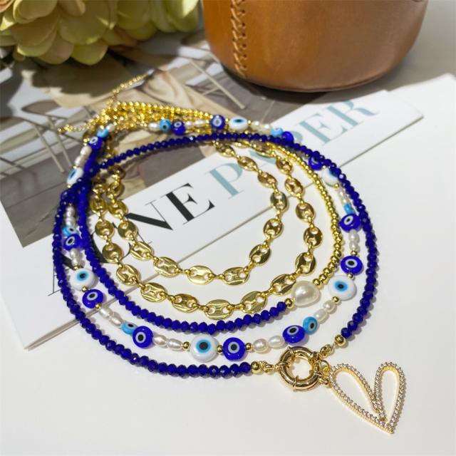 INS trend blue eye evil eye bead necklace set
