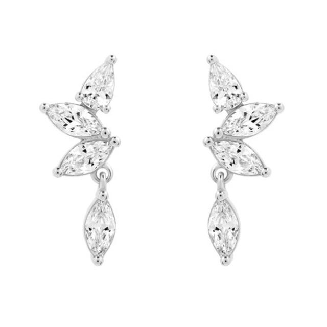 925 needle elegant cubic zircon copper ear studs