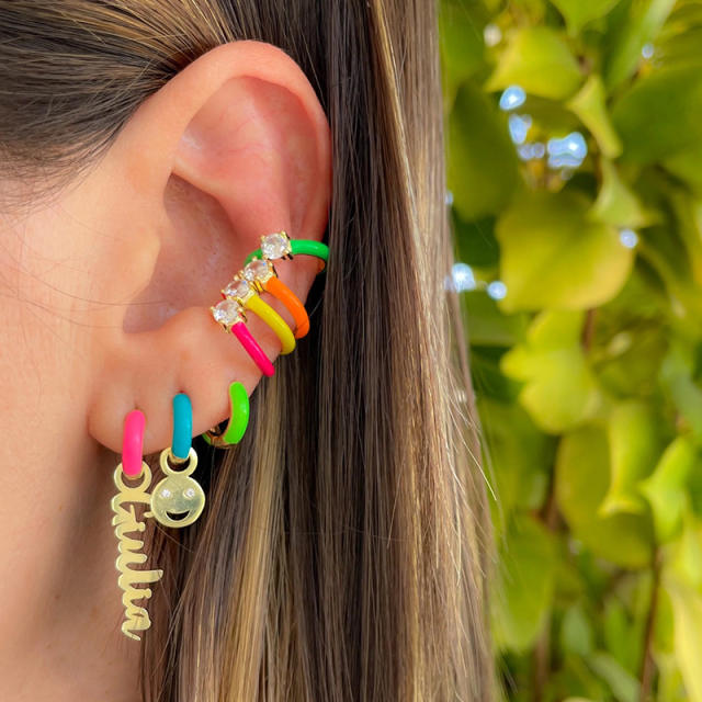 Amazon hot sale Y2K candy color enamel copper ear cuff(1pcs price)