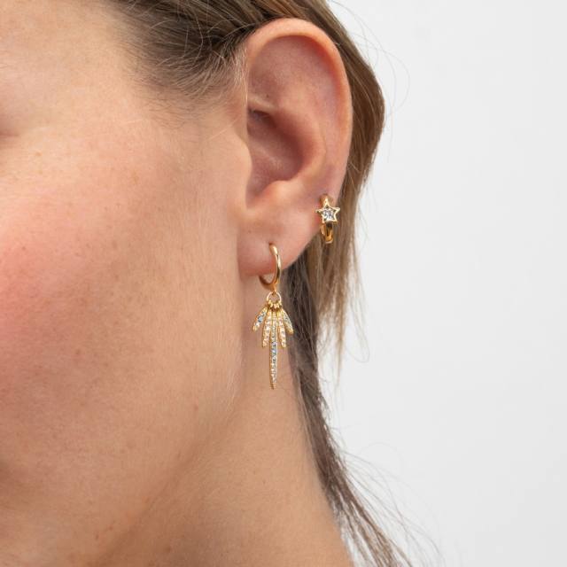 925 needle luxury pave setting cubic zircon copper huggie earrings