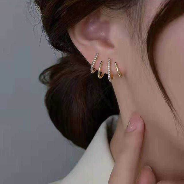 925 needle hot sale unique gold plated copper studs earrings