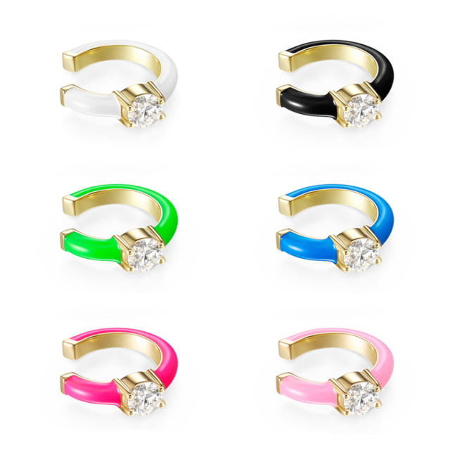 Amazon hot sale Y2K candy color enamel copper ear cuff(1pcs price)