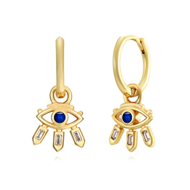 925 needle evil eye huggie earrings