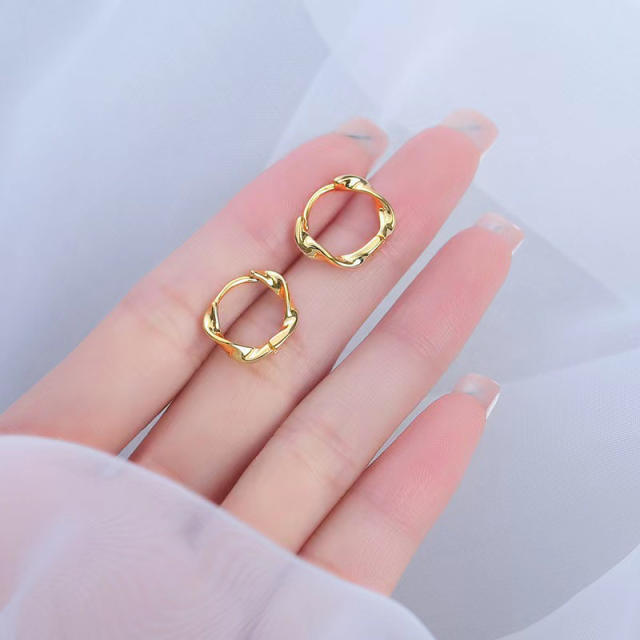 925 needle gold plated copper huggie earrings small hoop