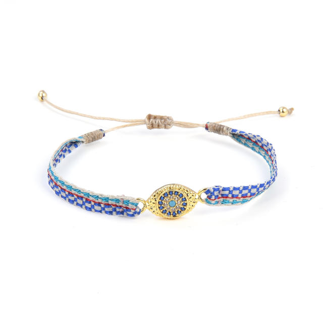 18K real gold plated copper evil eye thread bracelet