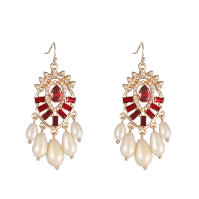 Baroque palace trend pearl drop tassel earrings