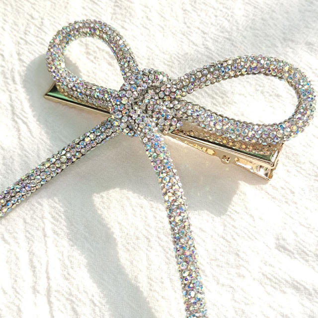 Elegant rhinestone bow hair clips