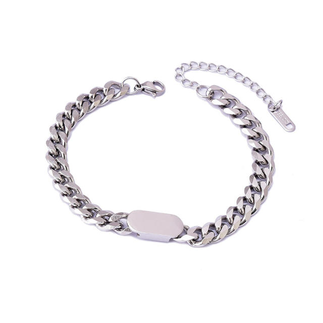 Classic stainless steel cuban chain bracelet necklace set