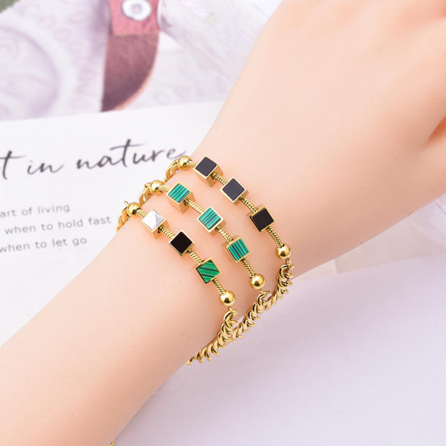 18K mother shell Malachite stainless steel chain bracelet