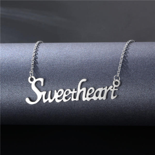 Simple design letter stainless steel necklace