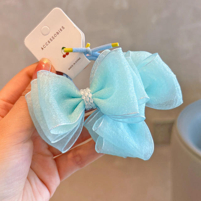 Korean fashion sweet three layer bow hair ties for kids