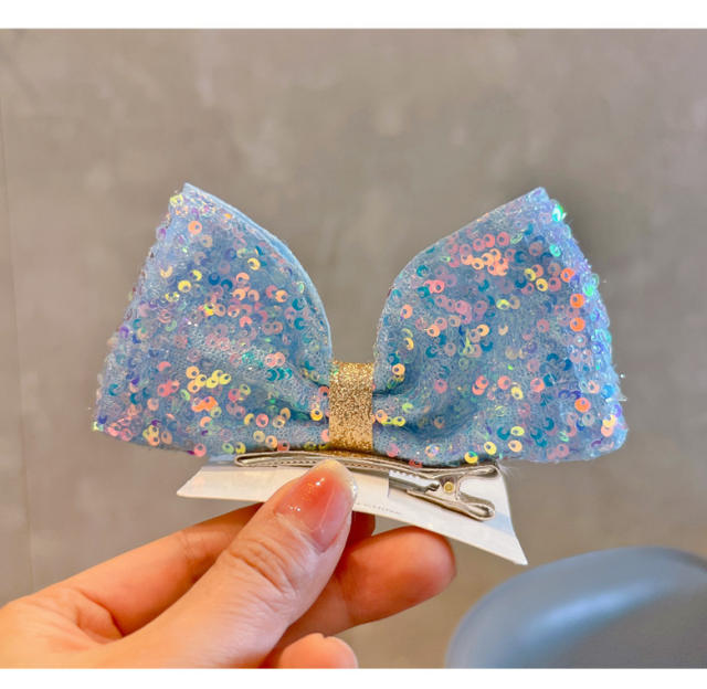 Korean fashion sweet sequins bow hair clips for kids