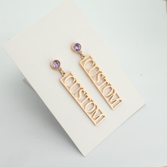 Custom Birthstone stainless steel earrings