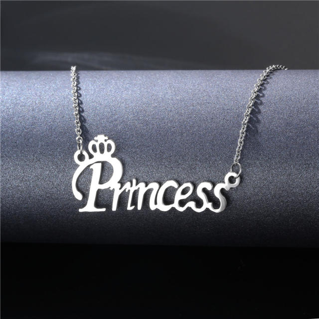 Simple design letter stainless steel necklace