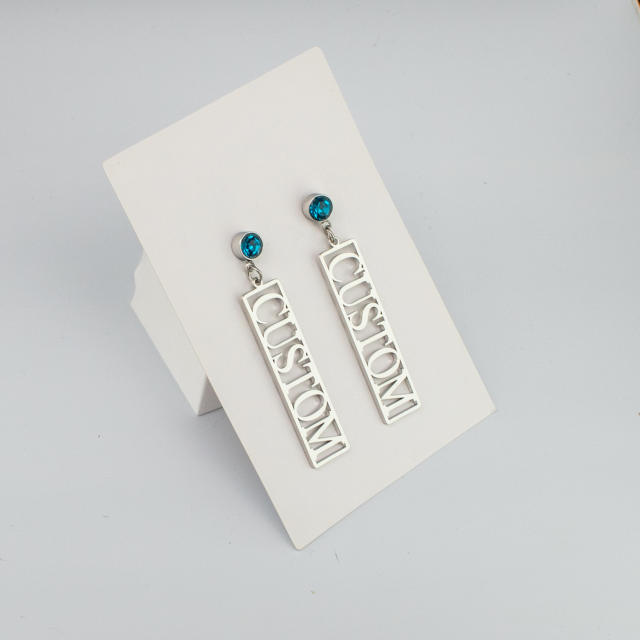 Custom Birthstone stainless steel earrings