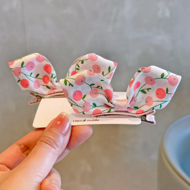 Sweet polka dots bunny ear hair clips set for kids