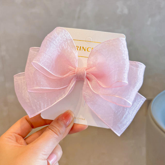 Korean fashion three layer bow hair clips for kids