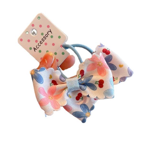 Spring sweet cherry pattern bow hair ties for kids