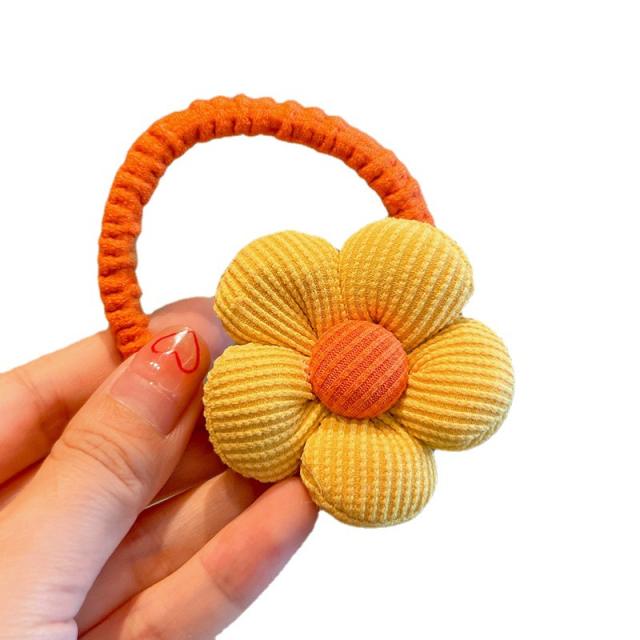 Spring design plain color flower hair ties for kids