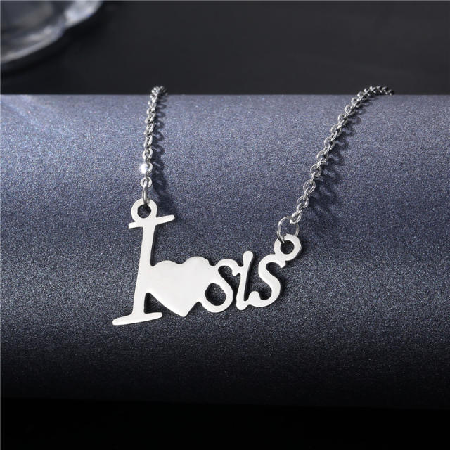 Simple design letter stainless steel necklace