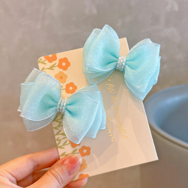 Korean fashion sweet three layer bow hair ties for kids