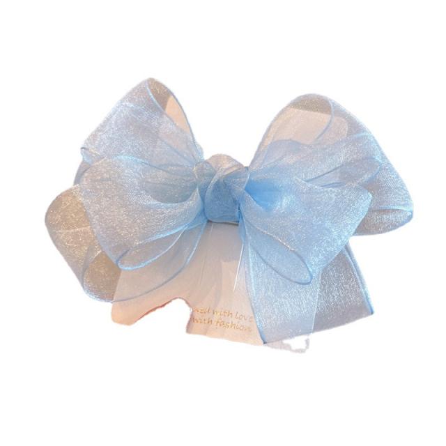 Korean fashion sweet color mesh bow hair clips for kids