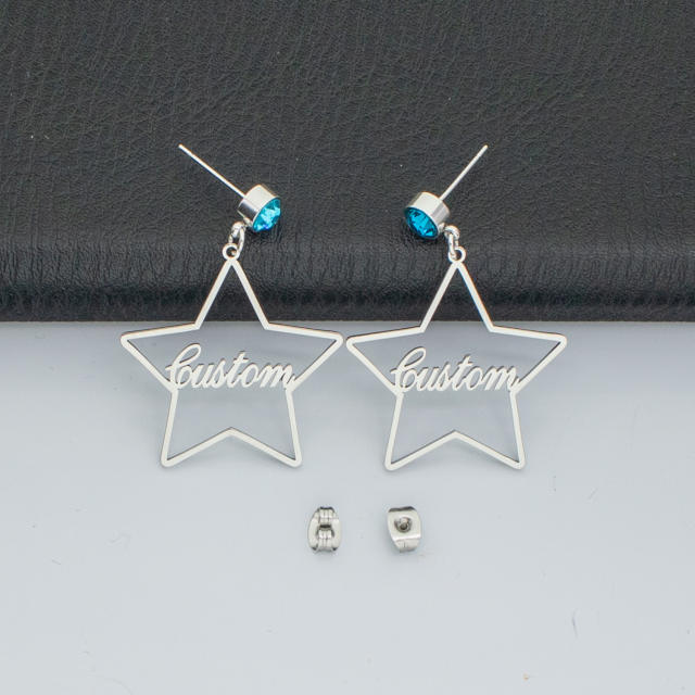 Custom Birthstone stainless steel earrings