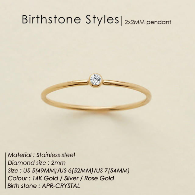 Birthstone stainless steel rings