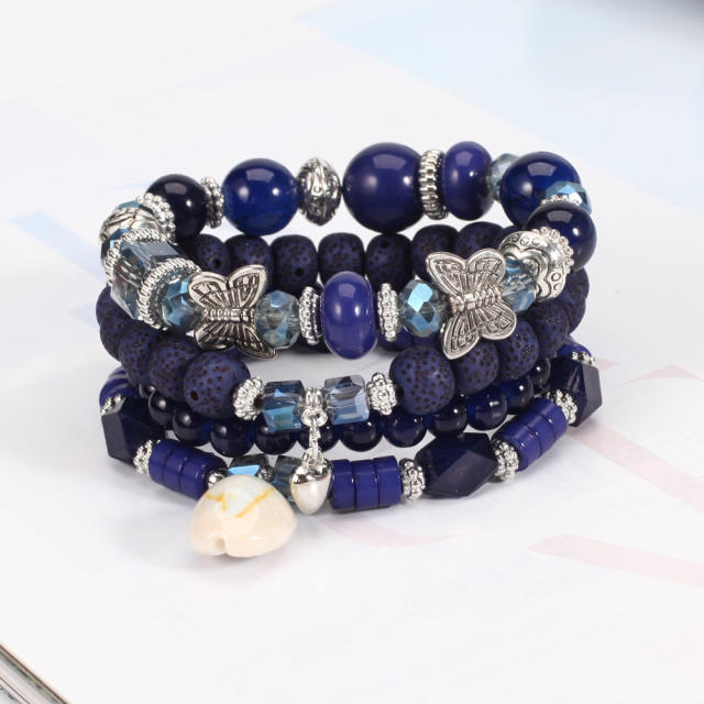 Boho butterfly shell color bead bracelet