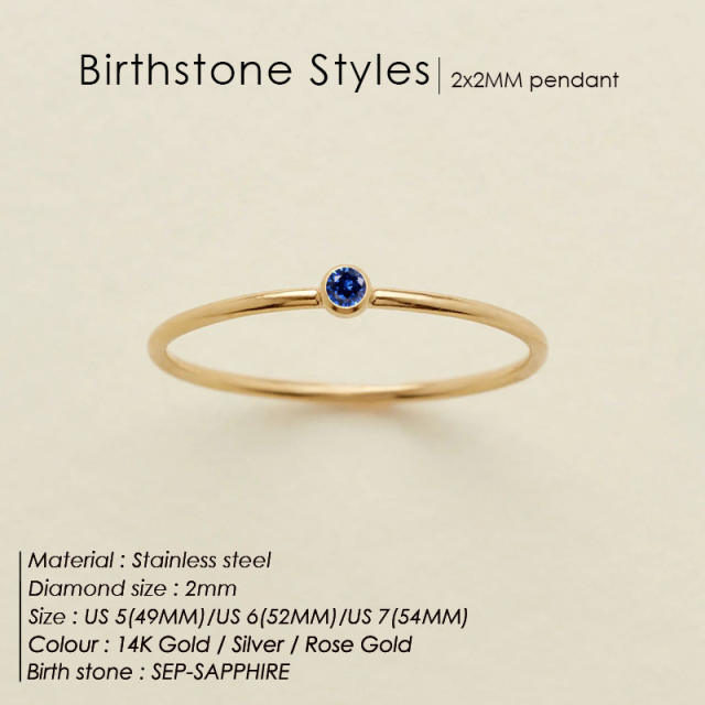 Birthstone stainless steel rings